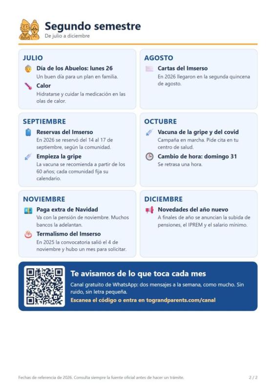 Calendario de ayudas y trámites 2027, de julio a diciembre